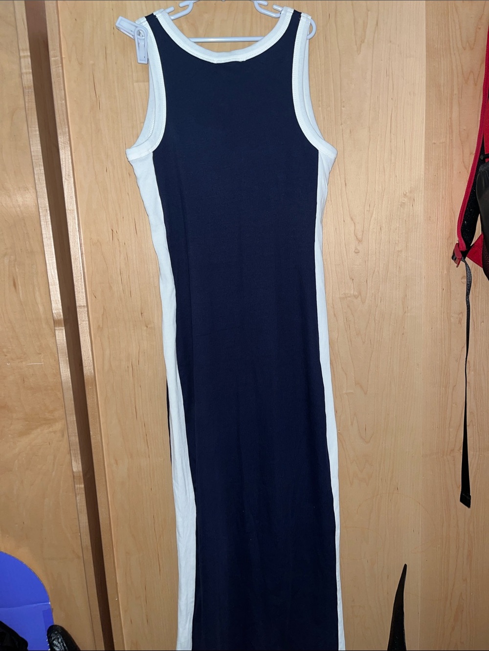 Primark Navy Maxi Dress with White Side Panels - Picture 4 of 4